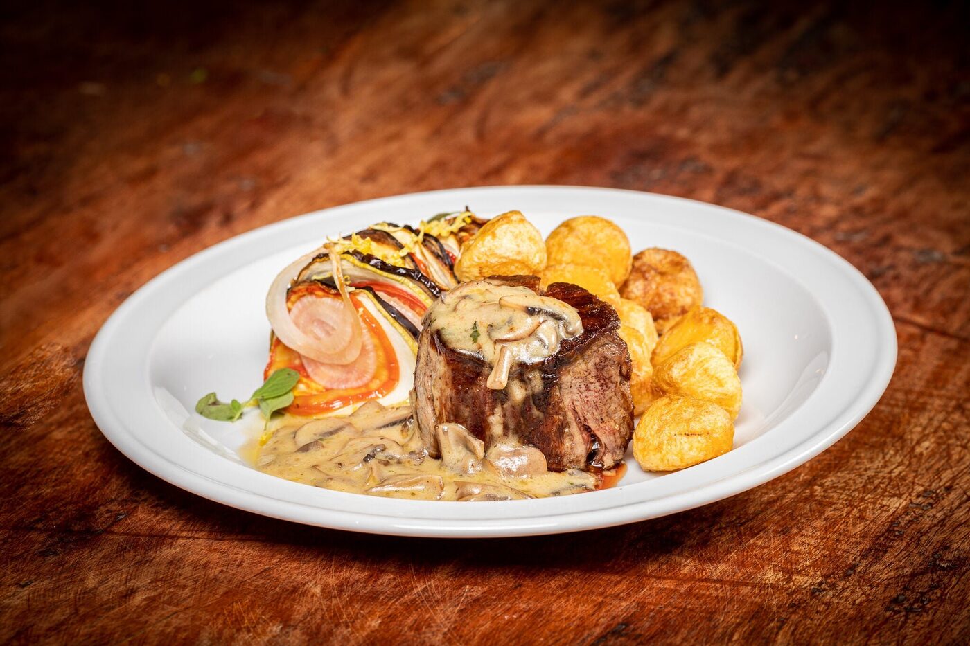 Beef fillet dinner at the lodge