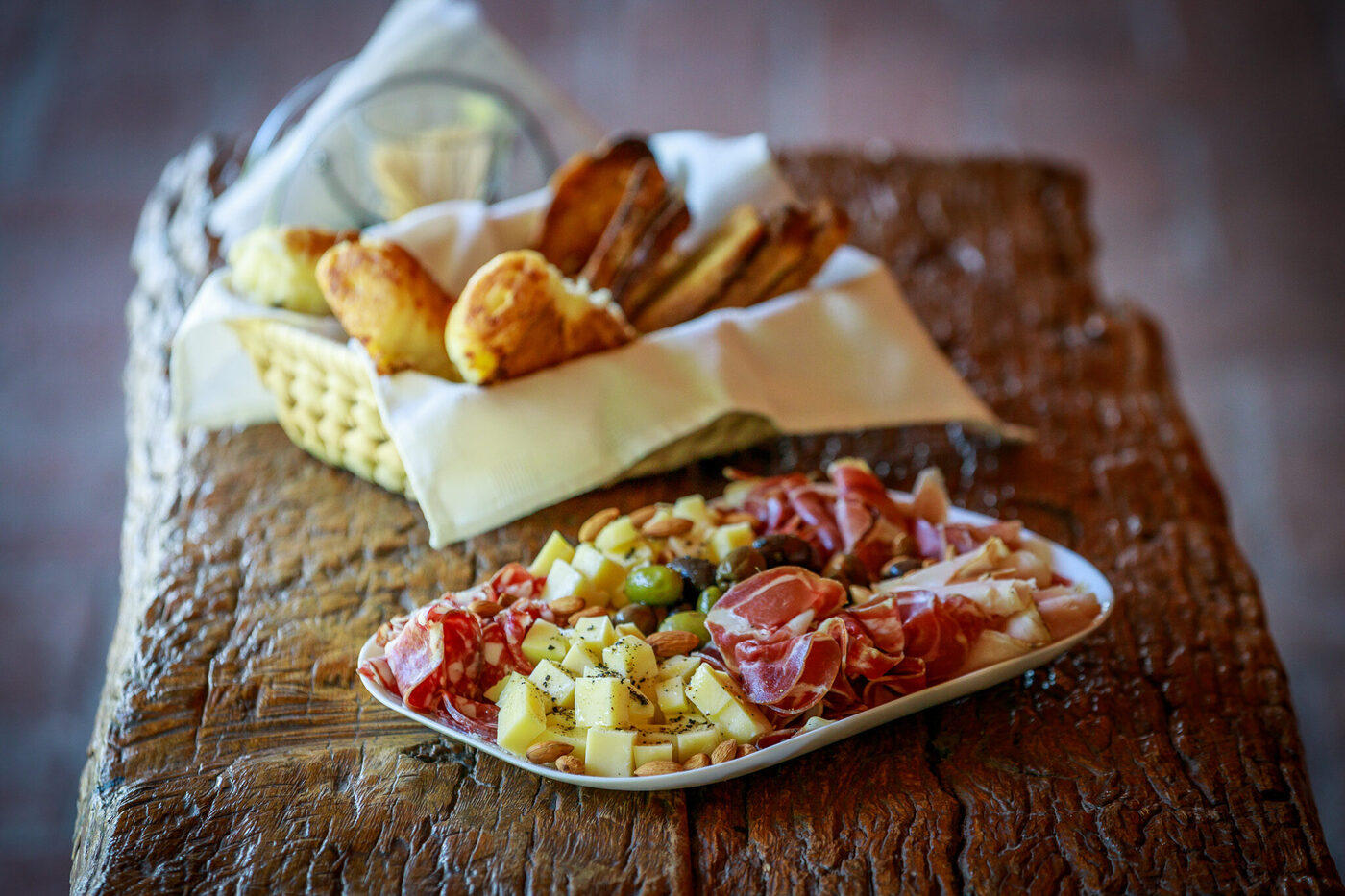Charcuterie board at the lodge